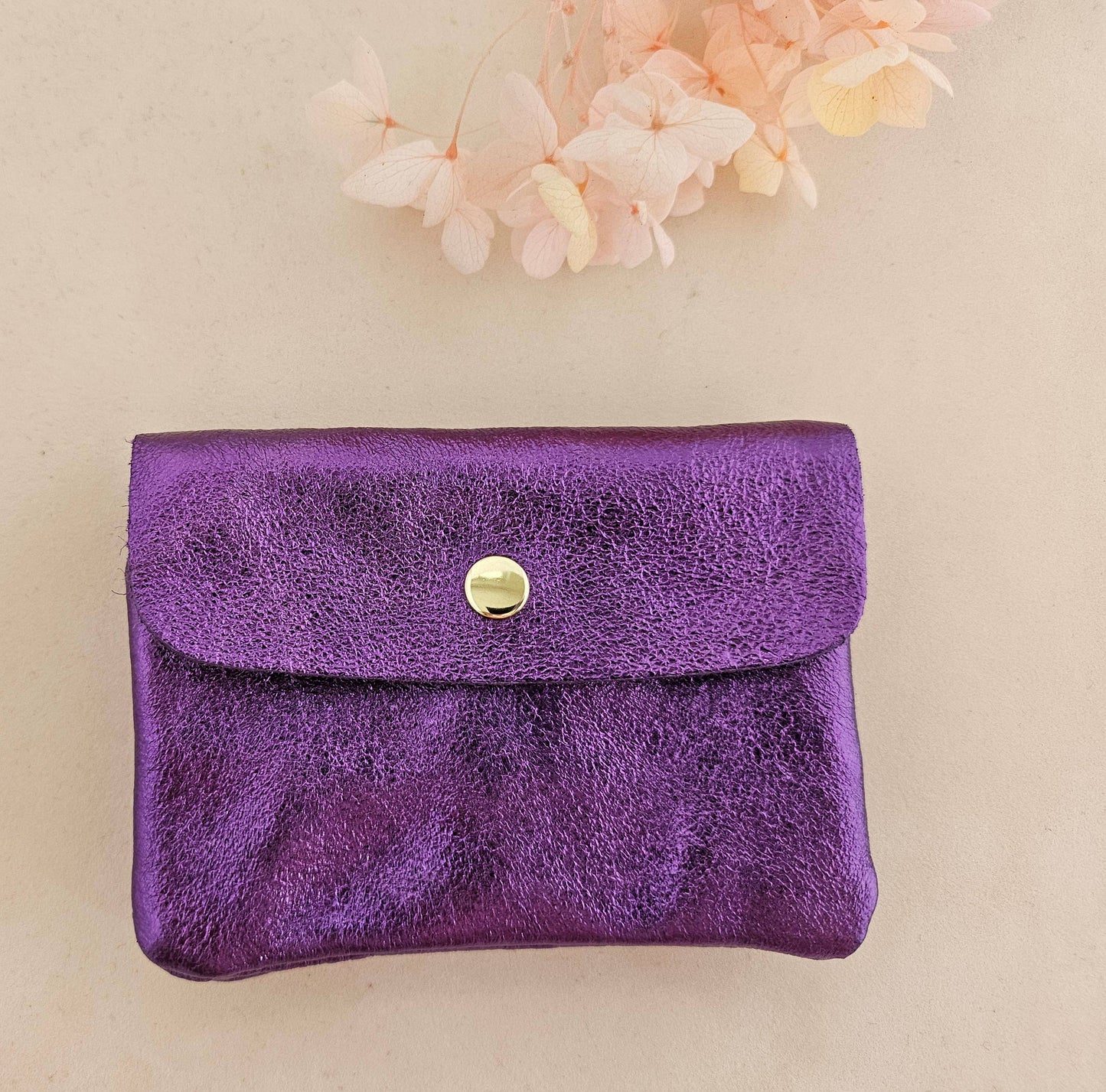 Metallic leather purse: Violet