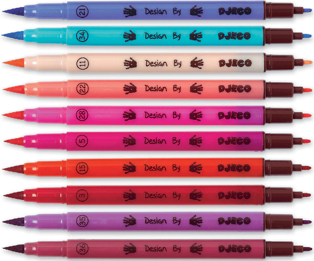 Djeco Felt Tip Brush Pens - Pinks