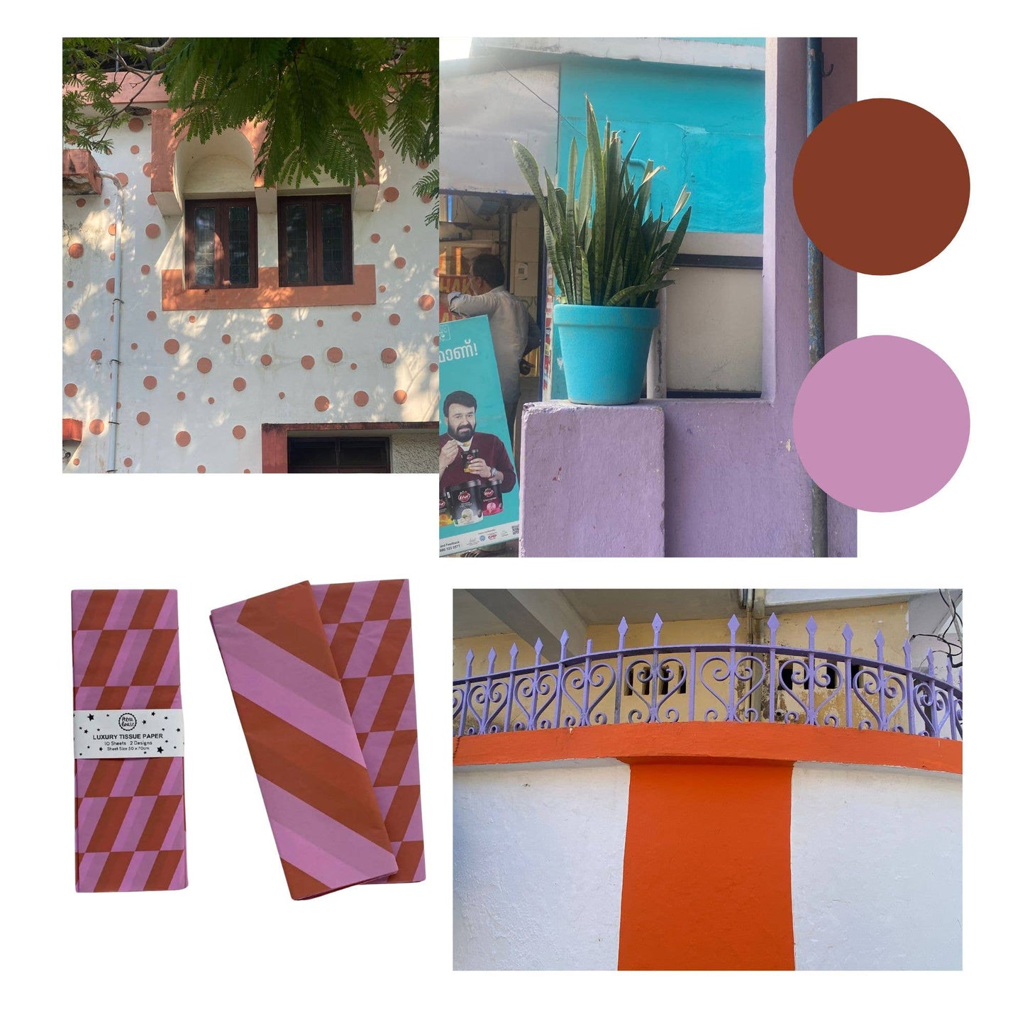 Luxury Patterned Tissue Paper Gift Wrap | Lilac/Rust