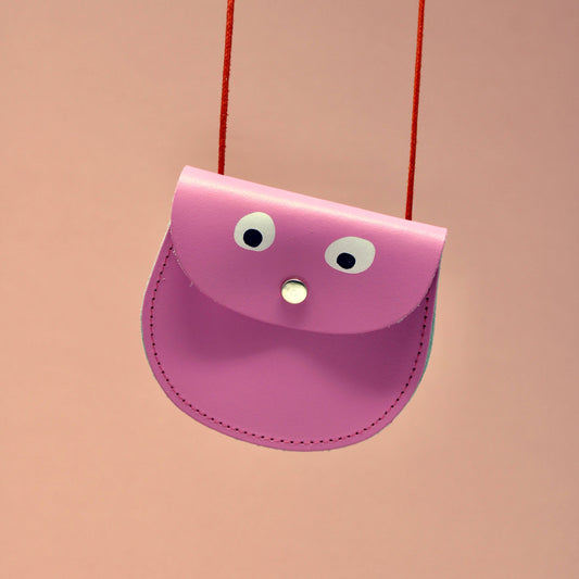 Googly Eye String Purse: Hot Pink