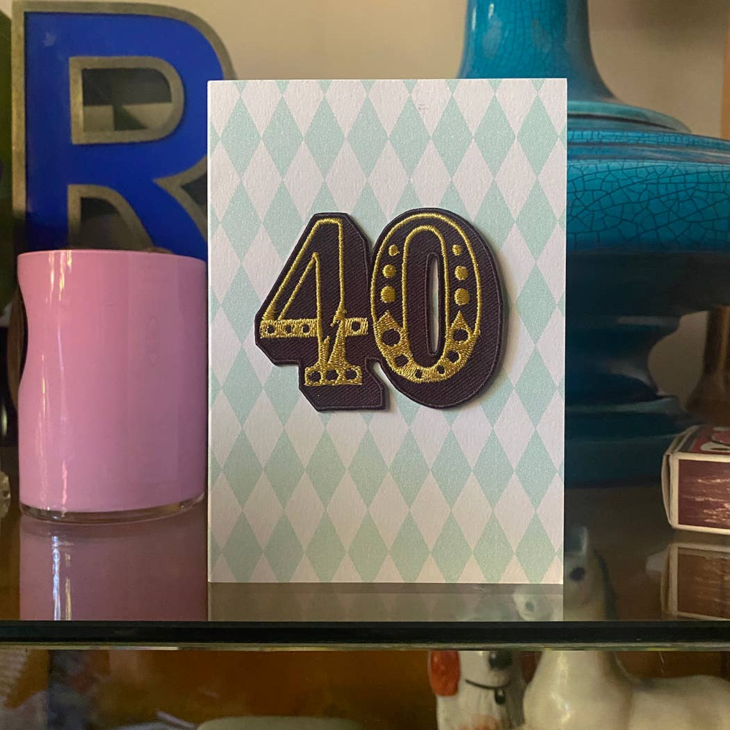Iron on Big Number Greeting Card - 40 Diamond
