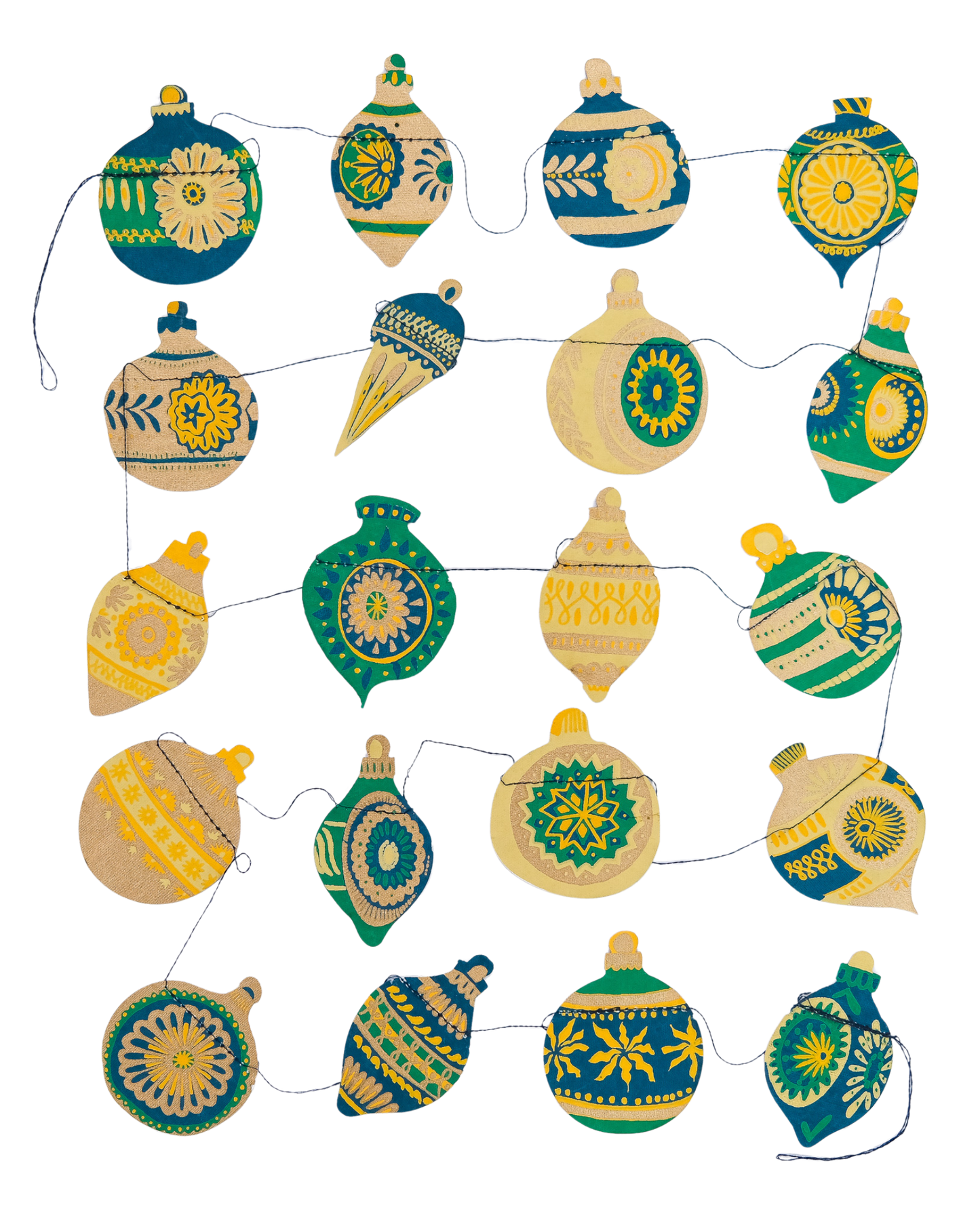 Christmas Ornaments Sewn Garland