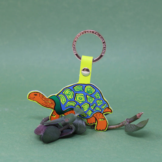 'Easy Going' Tortoise Key Fob: Neon Yellow