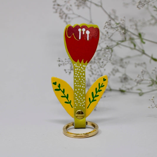 Tulip Flower Key Fob: Acid Green