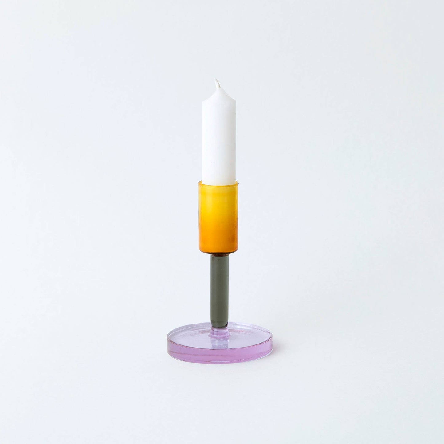 Glass Candlestick - Medium: Smoke and Amber