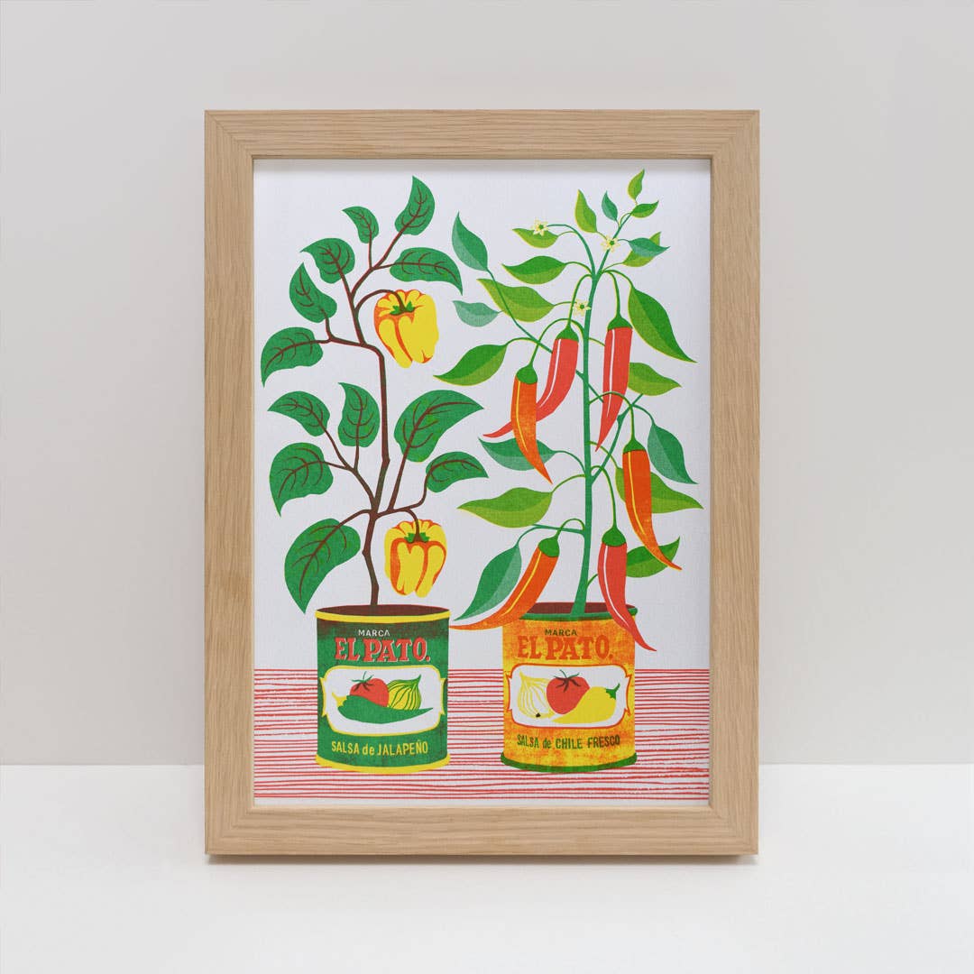 Chilli Peppers | A4 Risograph Print, wall art | Gardener