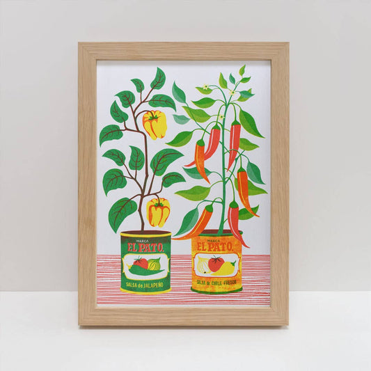 Chilli Peppers | A4 Risograph Print, wall art | Gardener