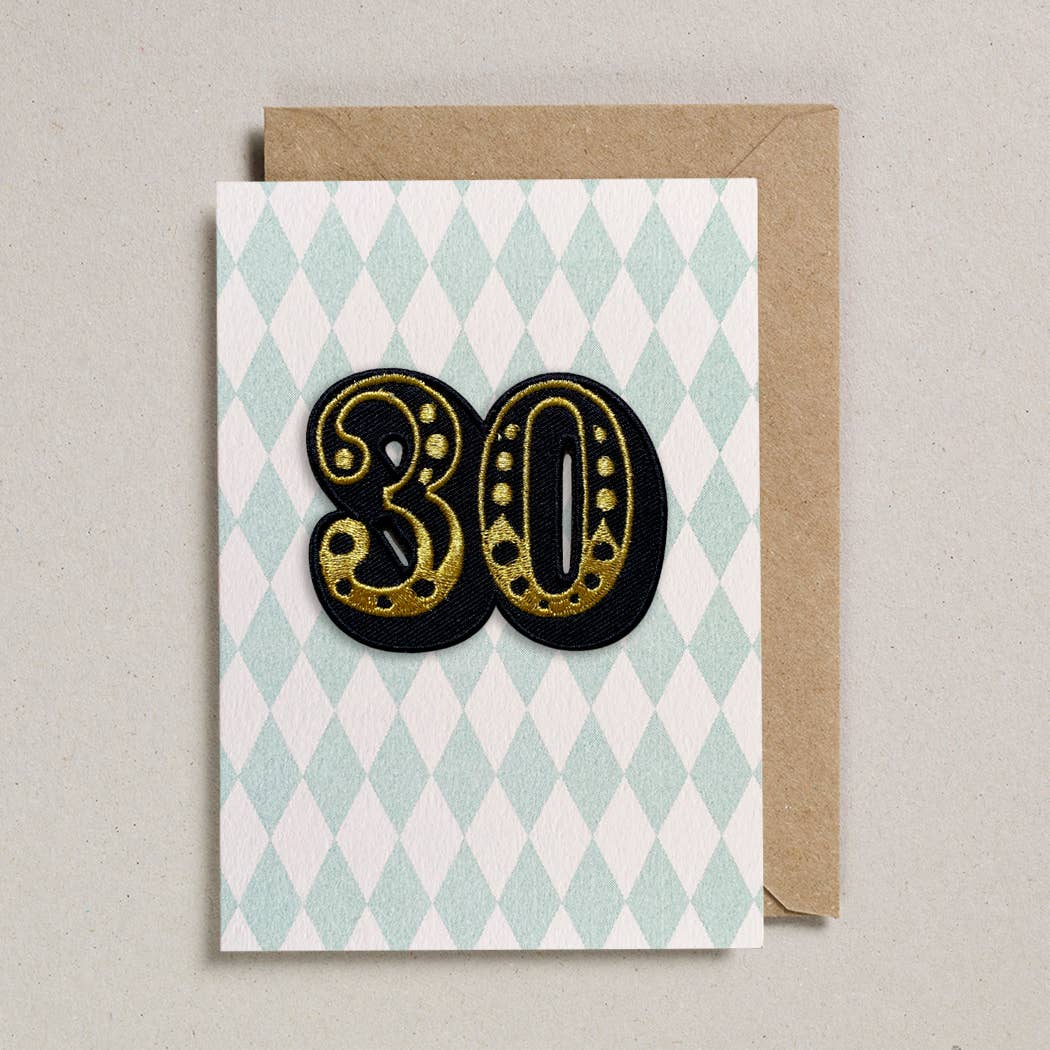 Iron on Big Number Greeting Card - 30 Diamond