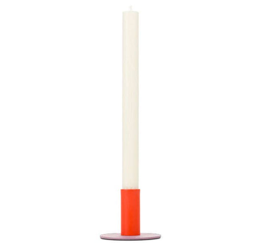 Tall 6cm Two-Tone Orange Flame & Venetian Pink Metal Candleholder