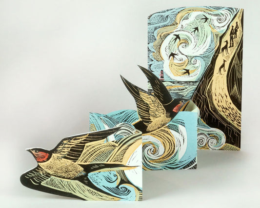 Art Angels 3D 'Cornish Swallows' by Angela Harding Greetings Card