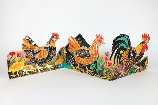 Art Angels 3D Mark Hearld Chickens Pop-Up Card