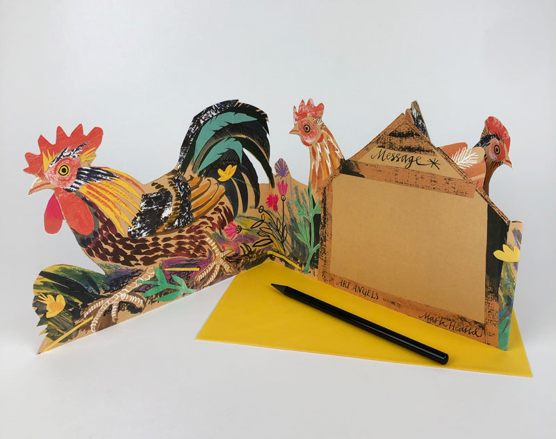 Art Angels 3D Mark Hearld Chickens Pop-Up Card