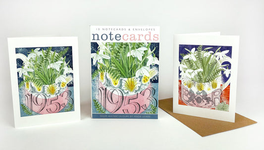 1953 Coronation Mug & Snowdrops and February Coronation Mug by Angie Lewin Notecards