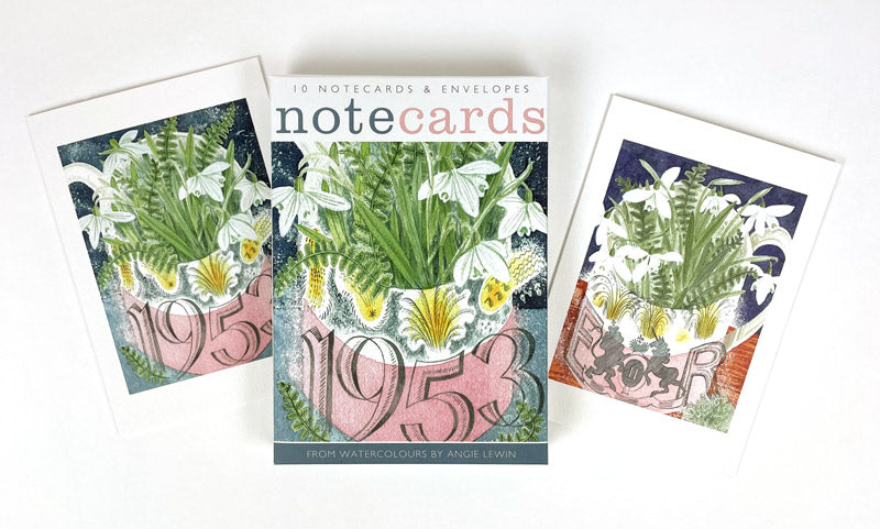 1953 Coronation Mug & Snowdrops and February Coronation Mug by Angie Lewin Notecards