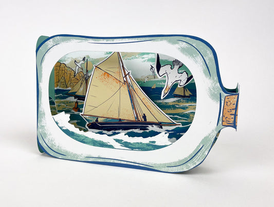 Art Angels 3D 'Boat in a Bottle' by Tom Jay Greetings Card