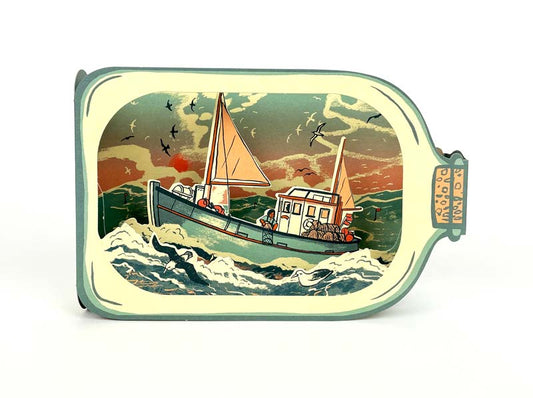 Art Angels 3D 'Fishing Boat in a Bottle' by Tom Jay Greetings Card