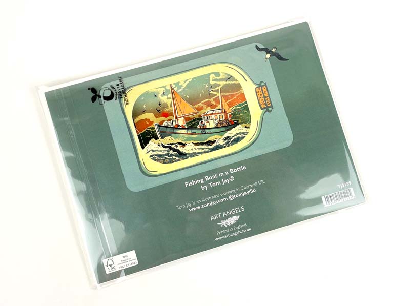Art Angels 3D 'Fishing Boat in a Bottle' by Tom Jay Greetings Card