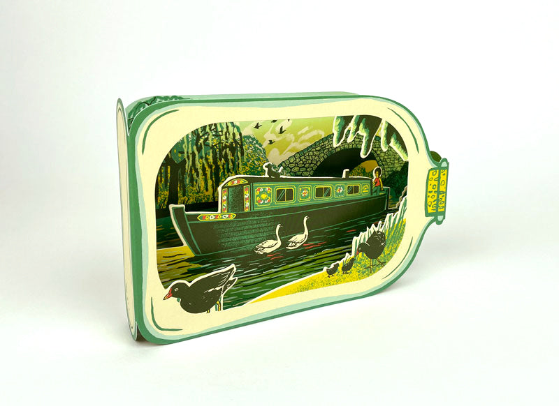 Art Angels 3D 'Canal Boat in a Bottle' by Tom Jay Greetings Card