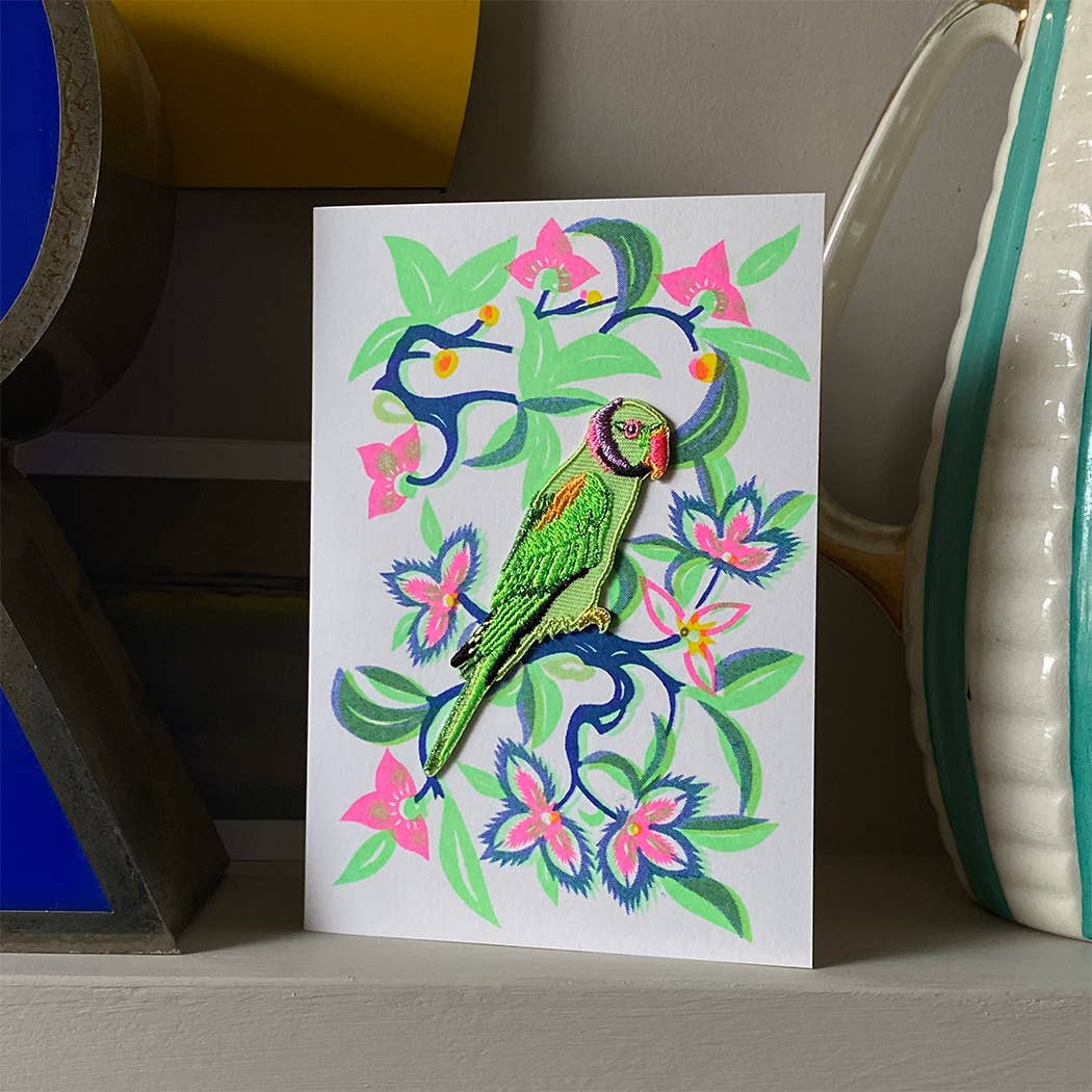 Riso Papercut Card - Iron on Parrot