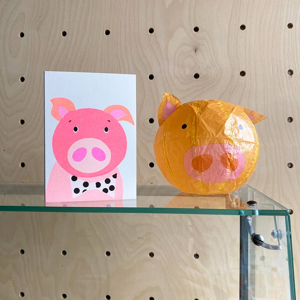 Japanese Paper Balloon Card - Pig