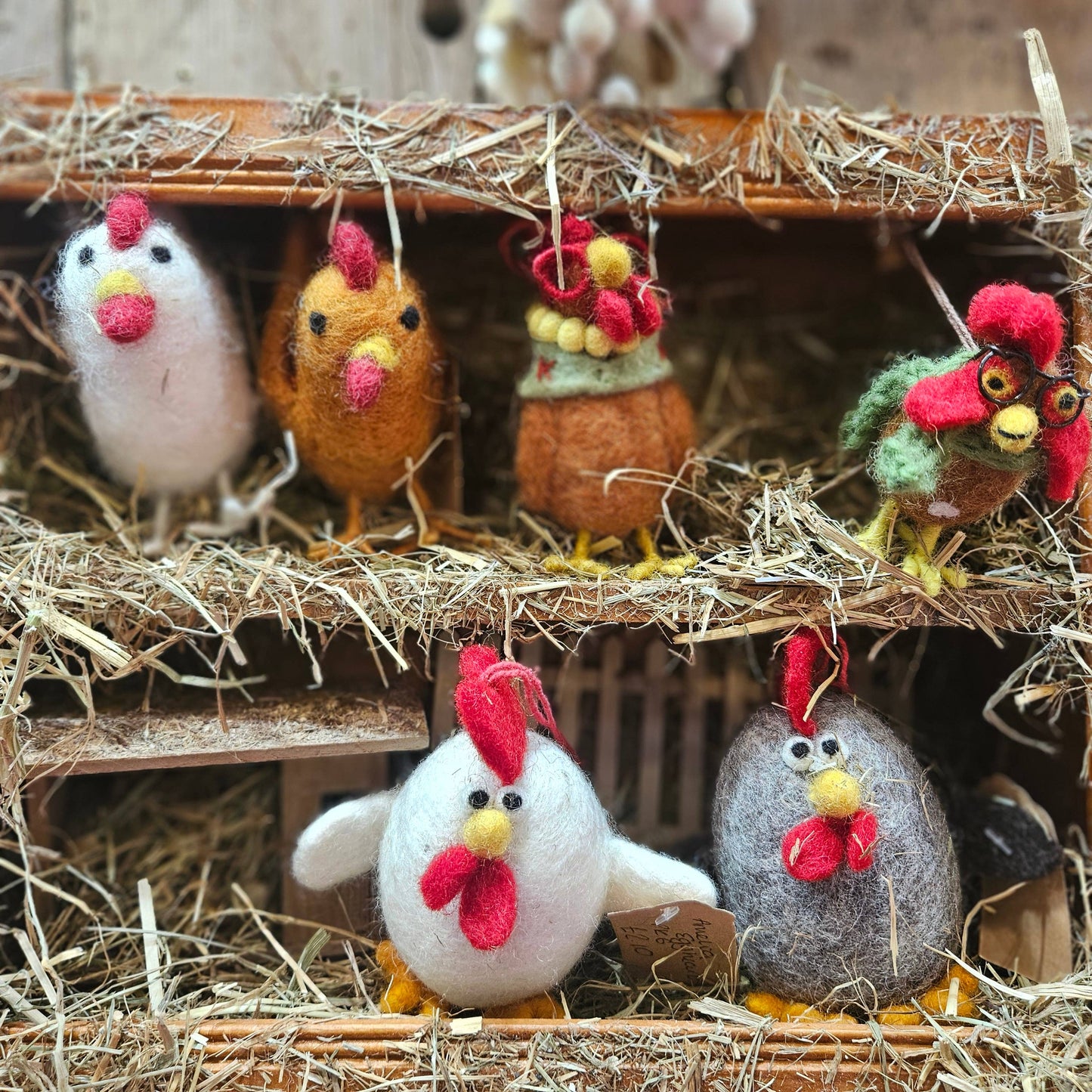 Handmade Felt Cornelius the Chicken Hanging Decoration
