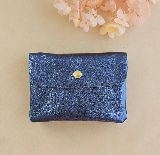 Metallic leather purse: Navy