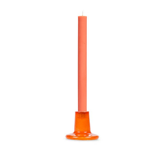 Glass Candleholder in Spanish Orange