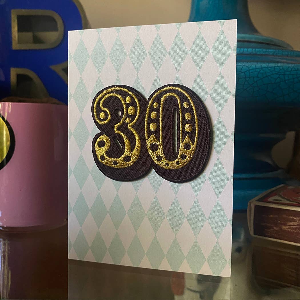 Iron on Big Number Greeting Card - 30 Diamond
