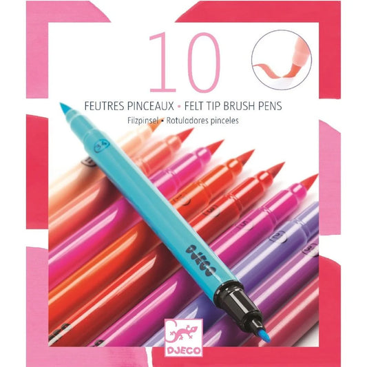 Djeco Felt Tip Brush Pens - Pinks