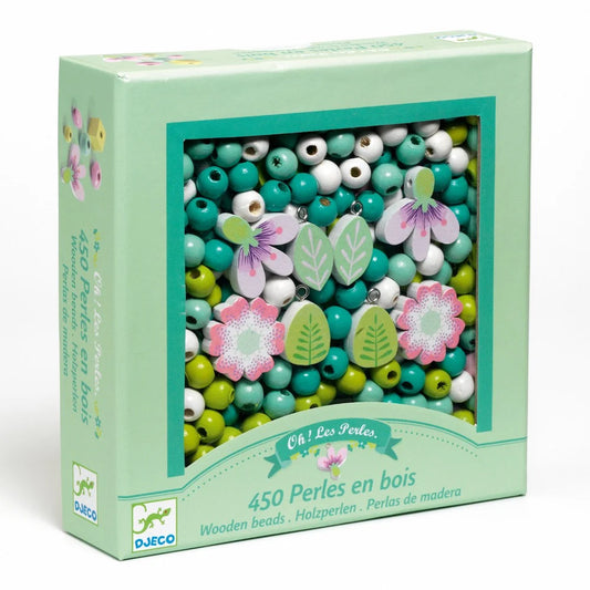 Djeco Wooden Threading Beads - Flowers & Foliage