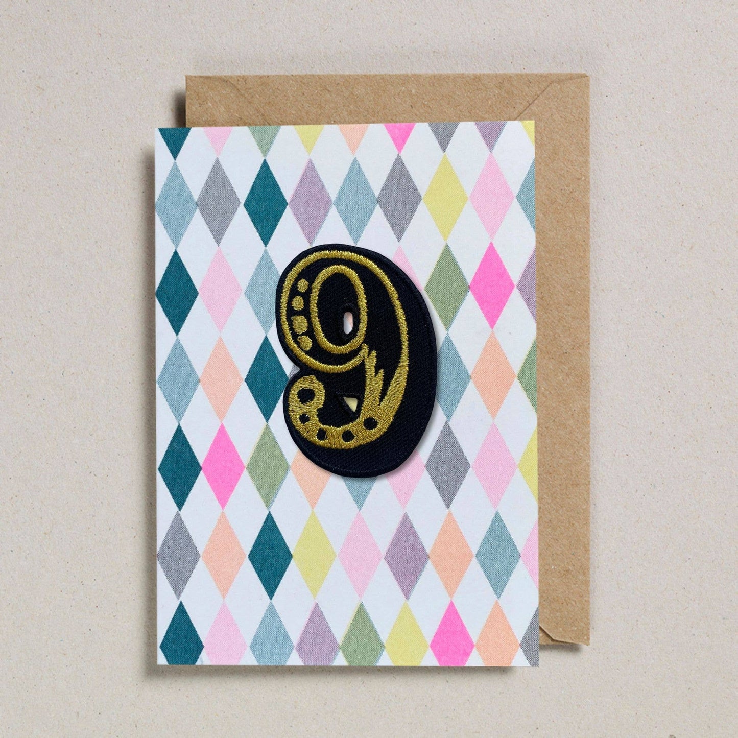 Iron on Circus Age Diamond Card - Age 9
