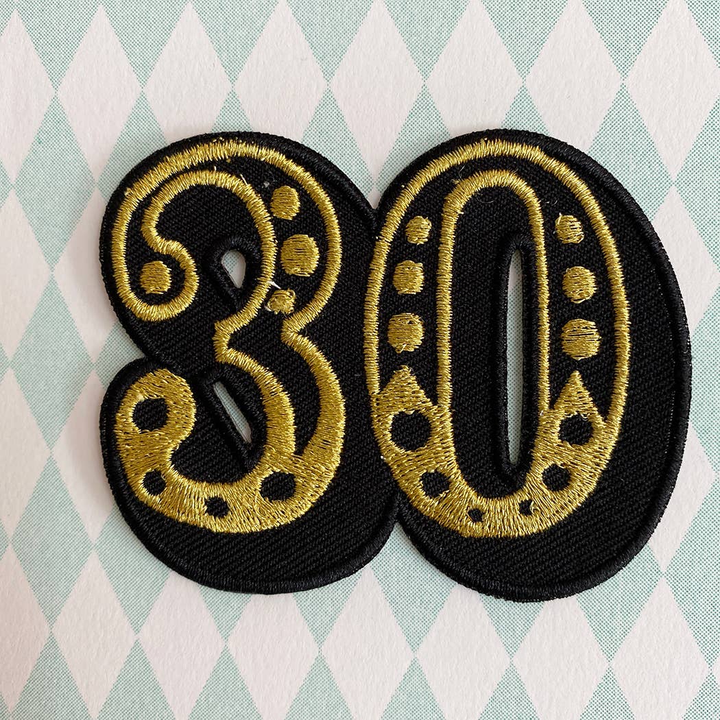 Iron on Big Number Greeting Card - 30 Diamond