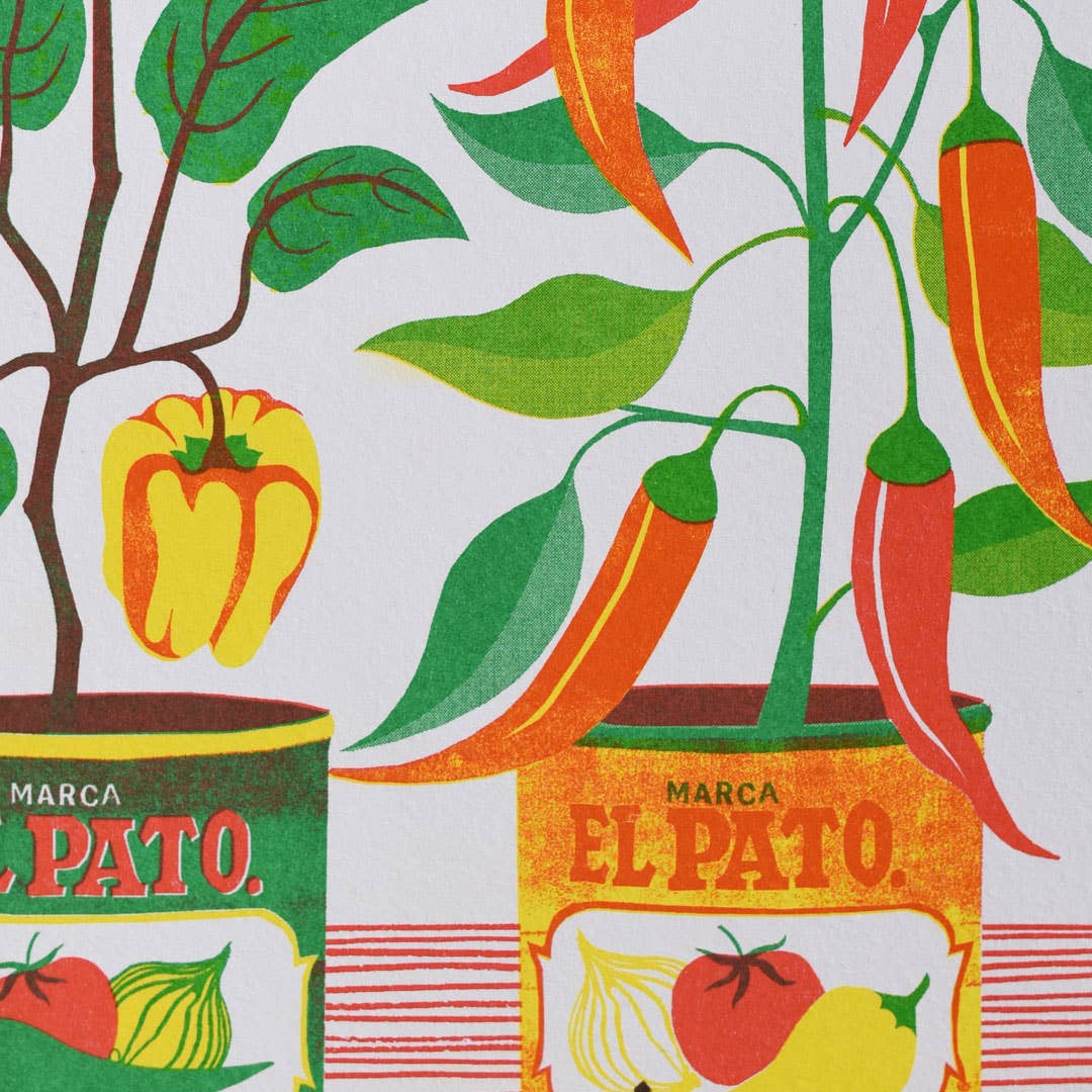 Chilli Peppers | A4 Risograph Print, wall art | Gardener