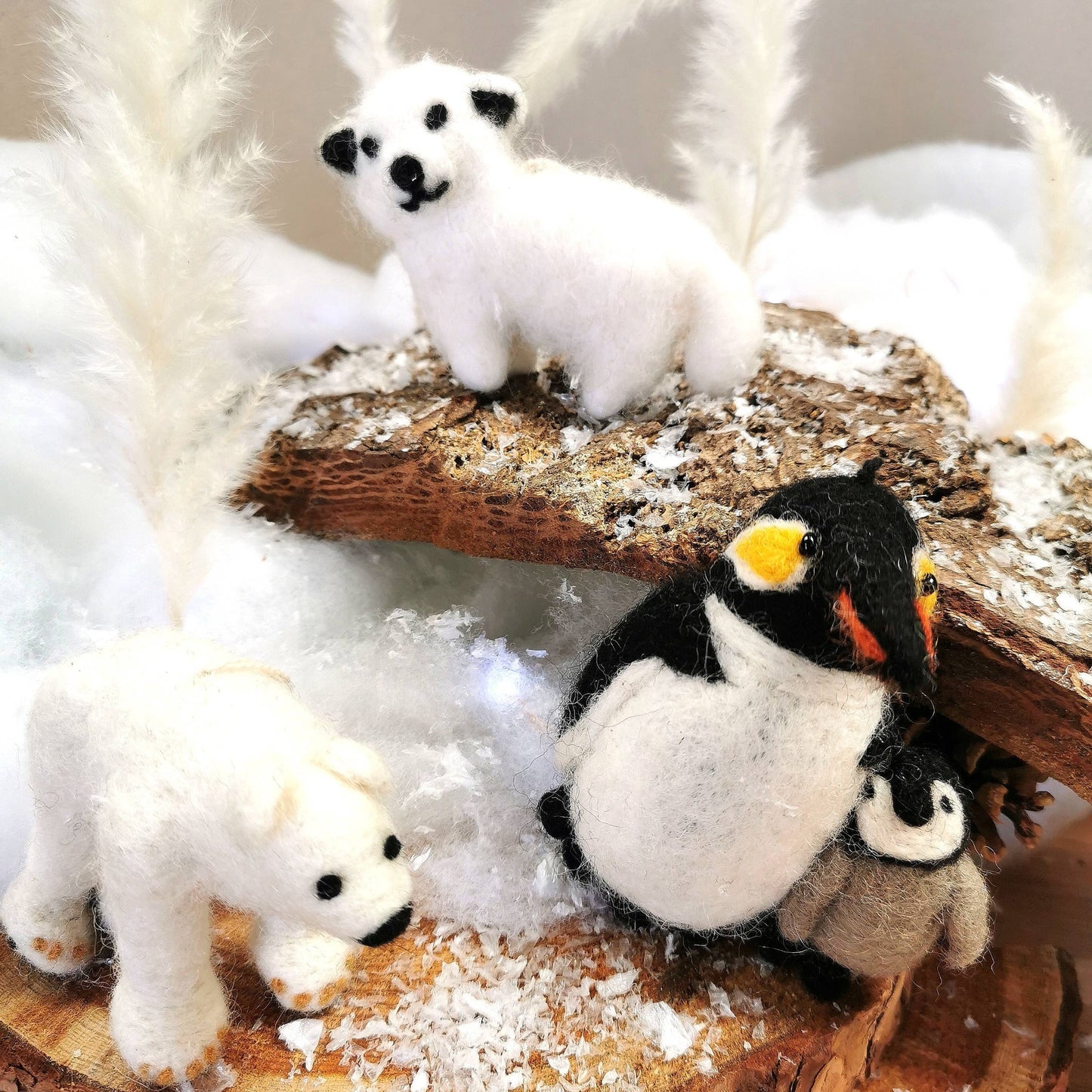 Handmade Felt Snuggly Penguins Hanging Decoration