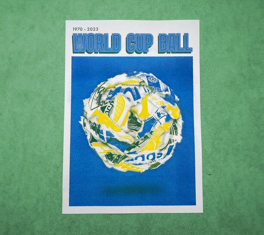 1970-2023 World Cup Ball Riso Print | A3 | 2 Colour
